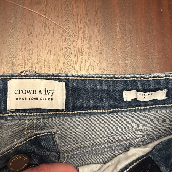 Crown and Ivy girls scalloped edge skinny jeans size 8 - Picture 2 of 5